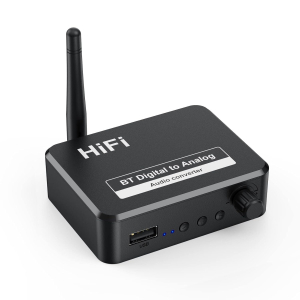 MICROWARE Bluetooth 5.3 Digital Audio Receiver, DAC, Digital to Analog Converter 3.5mm Aux RCA L/R U-Disk High Fidelity Optical Stereo 2 in1 Wireless Adadper - Old Music Sytem to Wirless