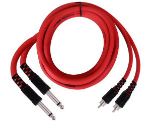 Hakuho 2 Jack 6.35Mm 1/4 Inch Jack To 2Rca Male Mx Audio Cable 2 Rca Male To 2 Jack Male Guitar Aux Cable For Home Theater Dvd Speaker Headphone Mixer Amplifier (Red) (1.5 Meter)